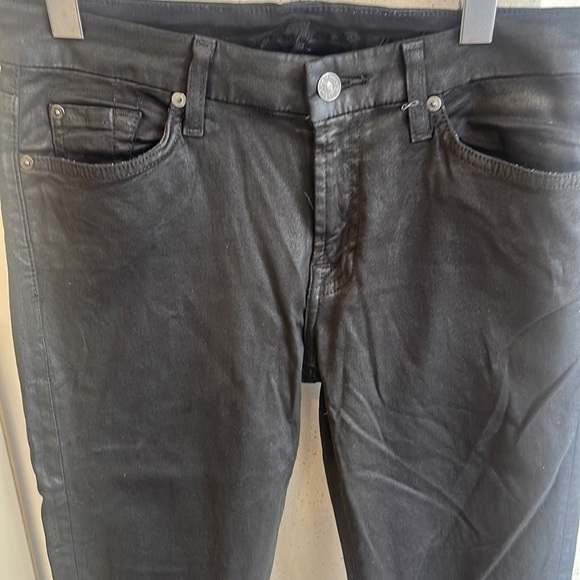 7 of all mankind. Pleather wash black stretchy skinny jeans. Size 29 - Picture 2 of 6